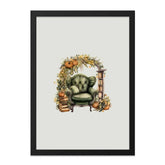 Fall Reading Nook Wall Art, Cozy Autumn Chair Art, Pumpkin Decor Print, Literary Home Decor, Books Wall Art, Cozy Wall Decor - Tawshia